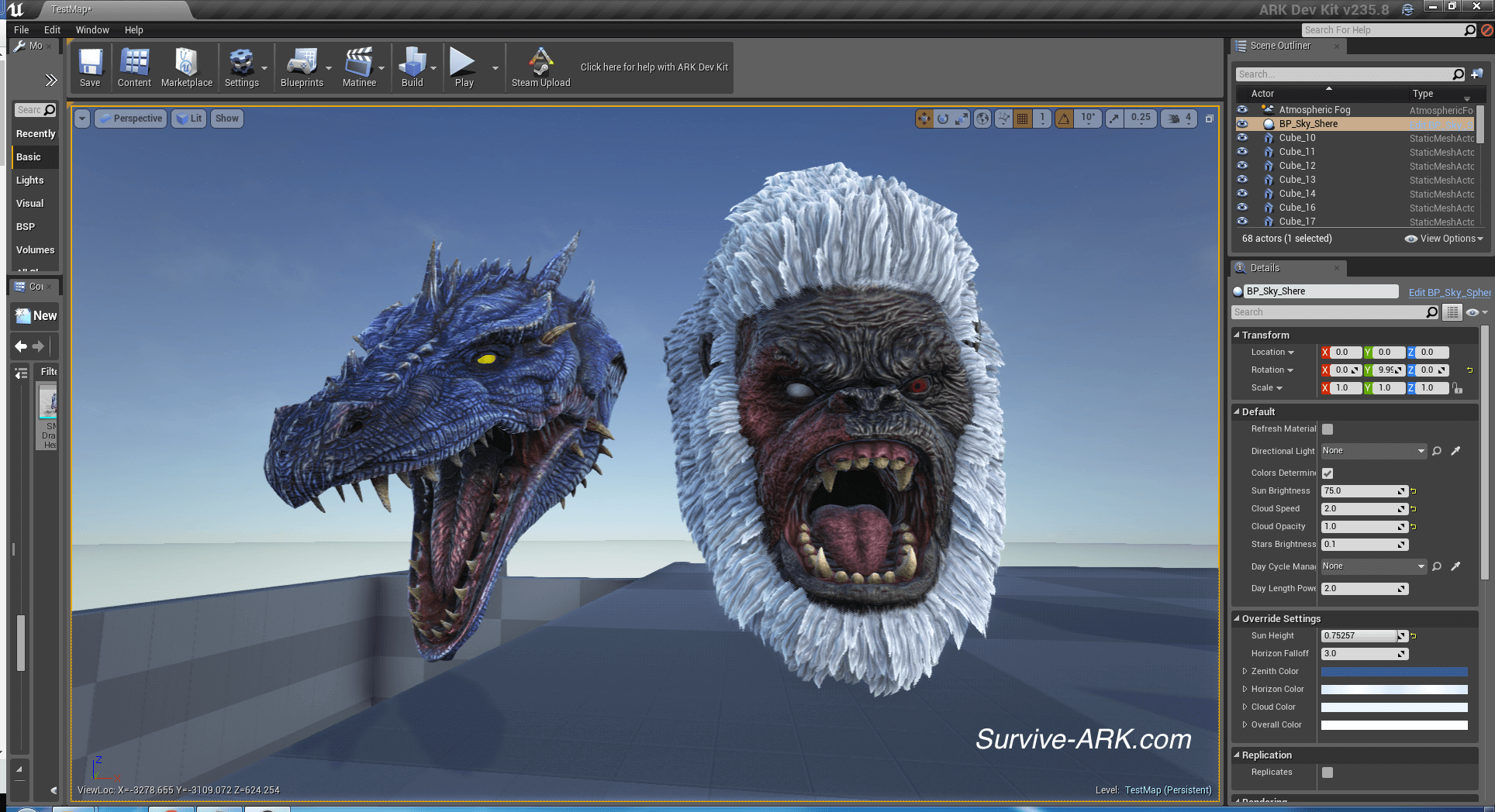 Devkit Preview - Gorilla and Dragon trophy heads and tek wall -